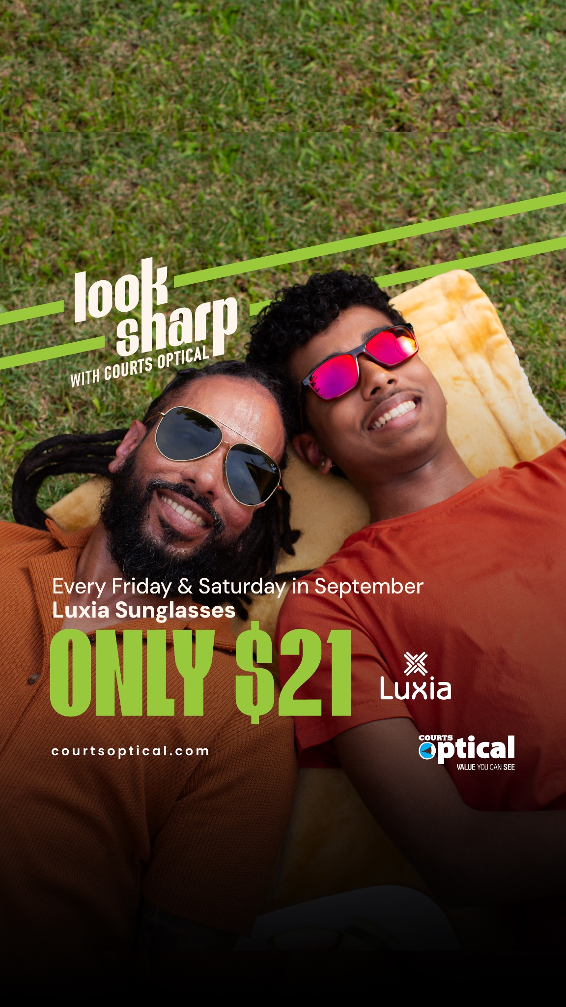 Courts Optical Belize Facebook ad: Luxia Sunglasses Only $21