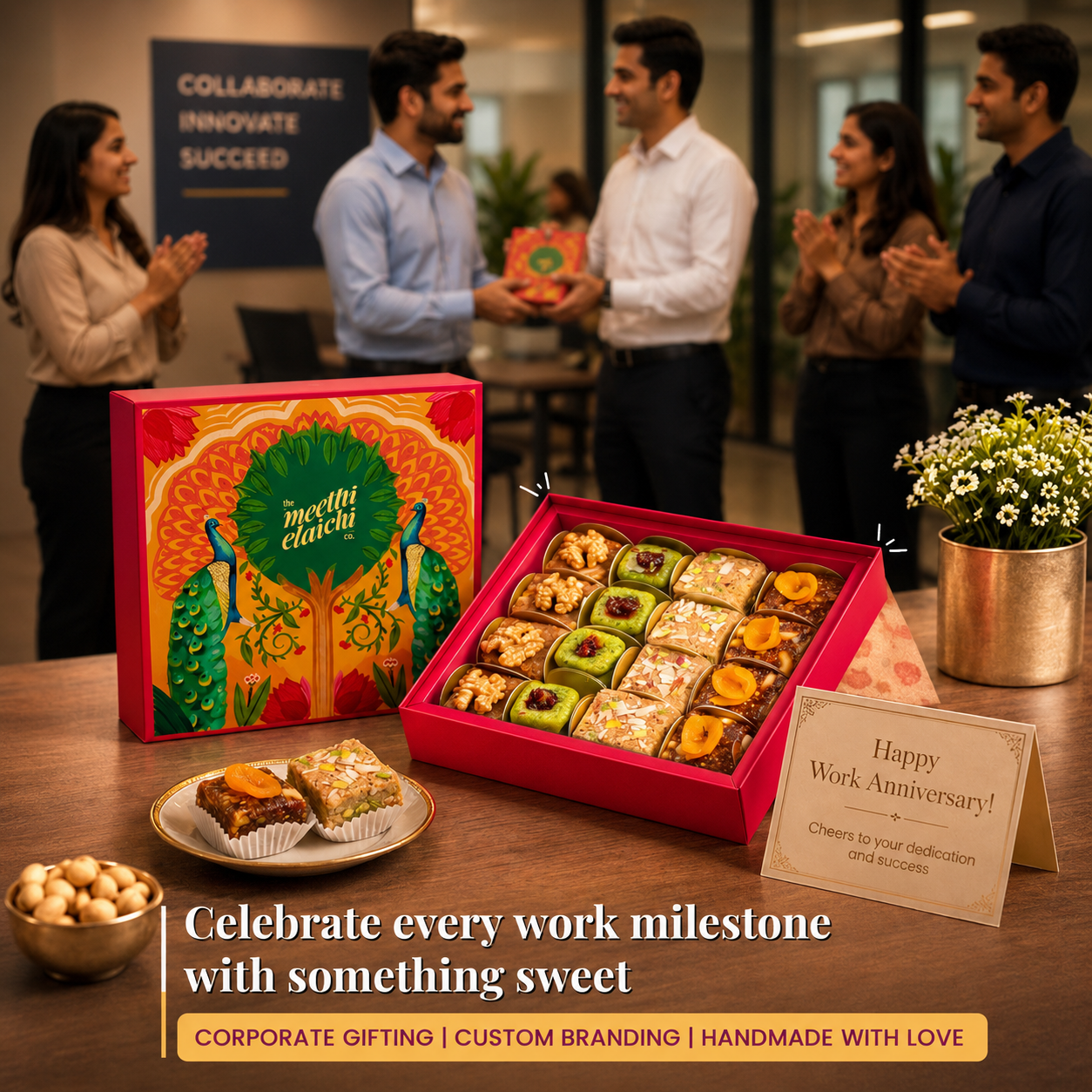 Meethi Elaichi Facebook ad: Celebrate every work milestone with something truly sweet.