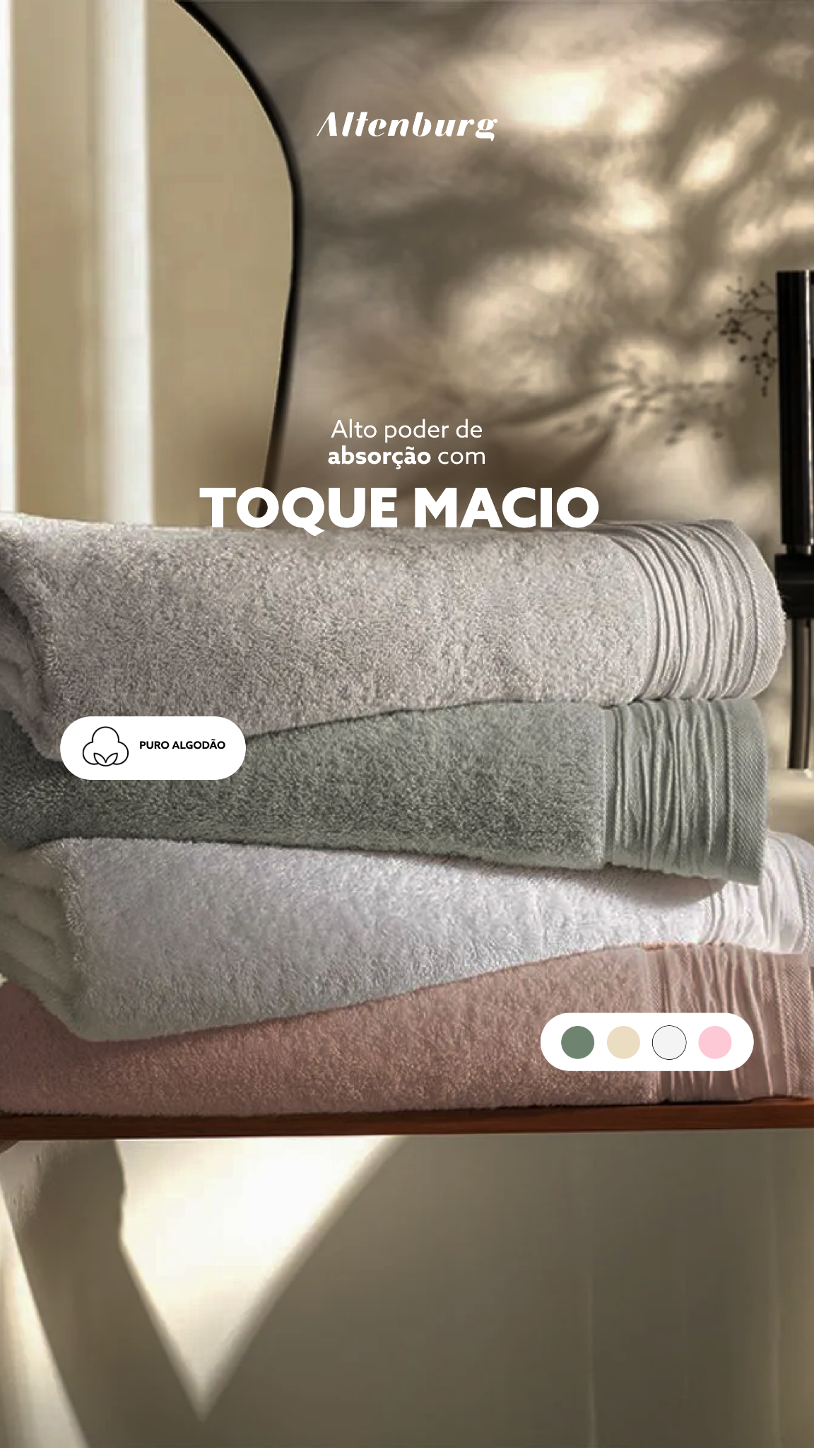 Altenburg Têxtil Facebook ad: As toalhas Duna possuem design inspirado nos contornos…