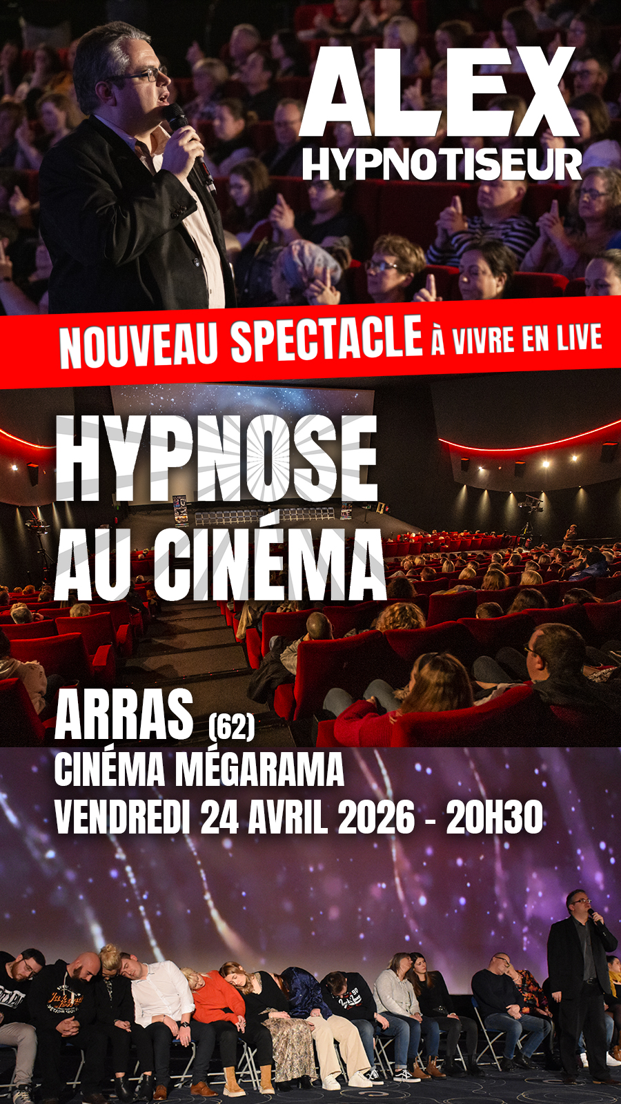 Alex Hypnotiseur de spectacle - Spectacle d'hypnose Facebook ad