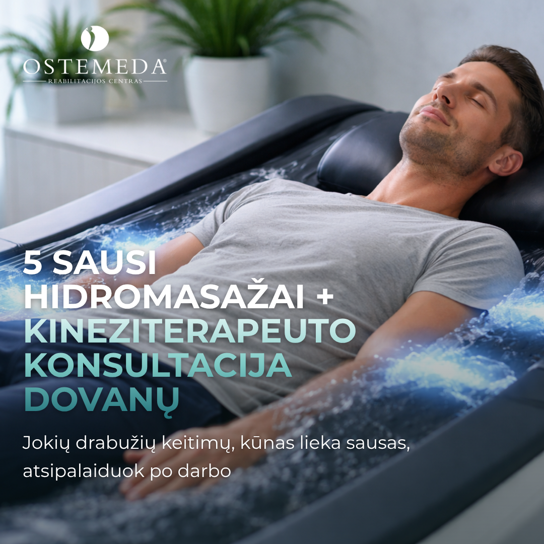 OSTEMEDA Facebook ad: 5 sausi hidromasažai + kineziterapeuto konsultacija dovanų