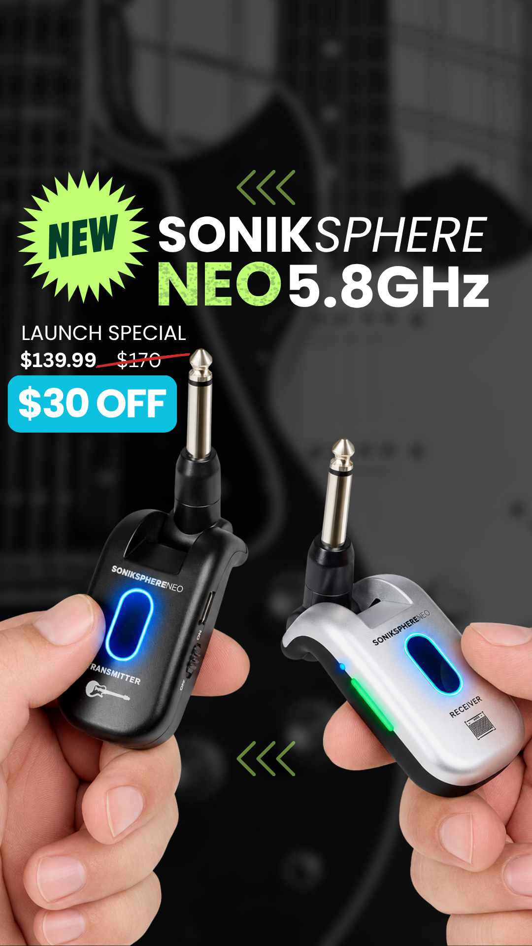 CFG - Cable Free Guitar Facebook ad: Wireless should make playing simpler, not give you…