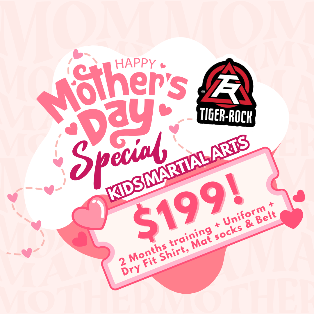 Tiger Rock Martial Arts of Evans Facebook ad: Mother’s Day Special: 2 Months Training + FREE Gear for $199