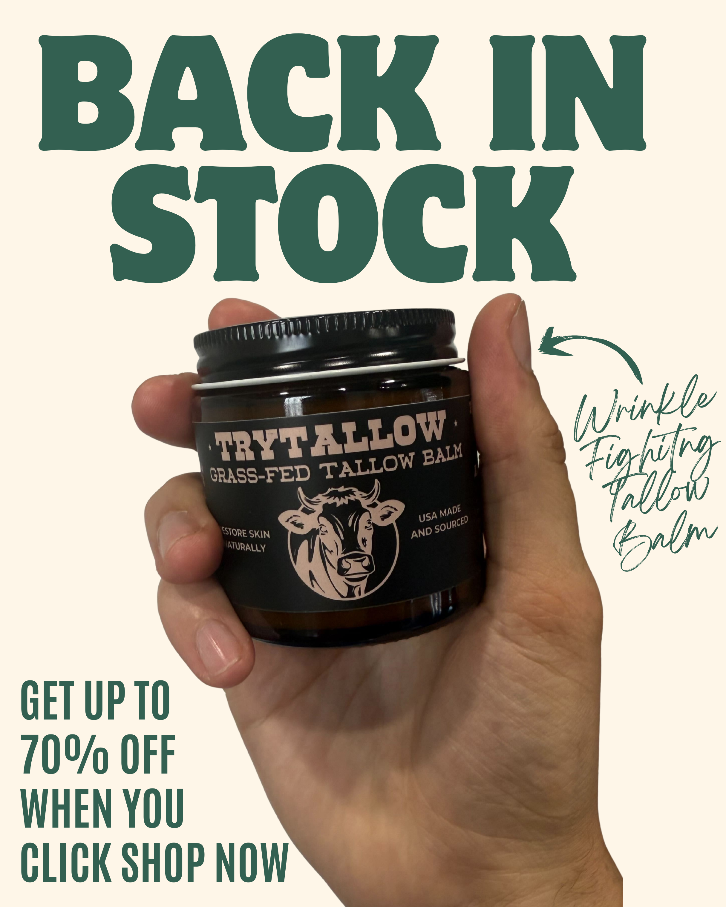 TryTallow - Natural Skincare Facebook ad
