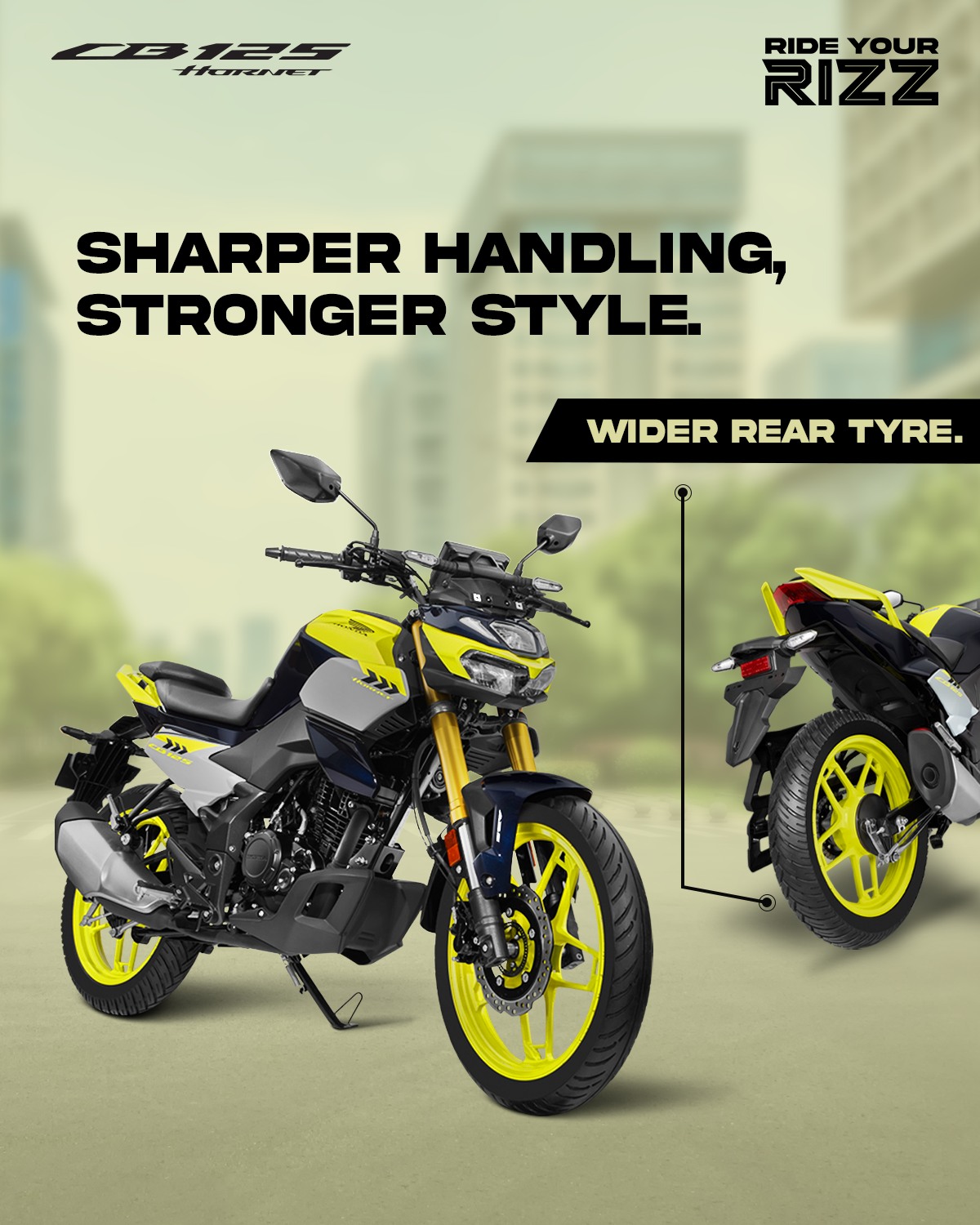 Honda 2 Wheelers India Facebook ad: Equipped with a wider rear tyre, the Honda…