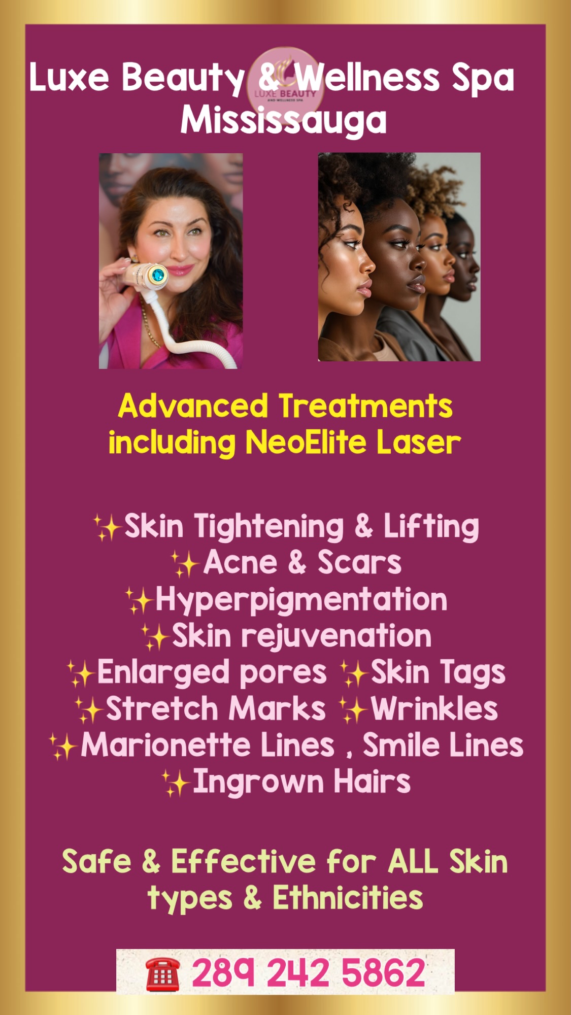 Luxe Beauty and Wellness Spa in Mississauga Facebook ad from Mar 11, 2026