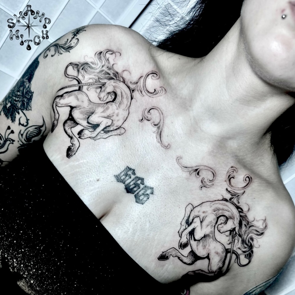 Swamp.witch.tattoos Facebook ad: The last unicorn design from my pre-drawns <3…