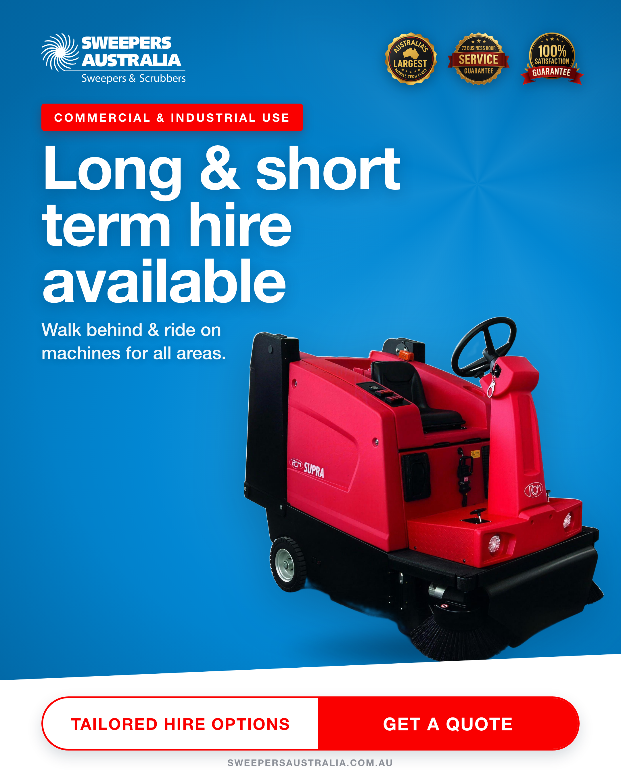 Sweepers Australia Facebook ad: Industrial Cleaning Power. Wholesale Rates.