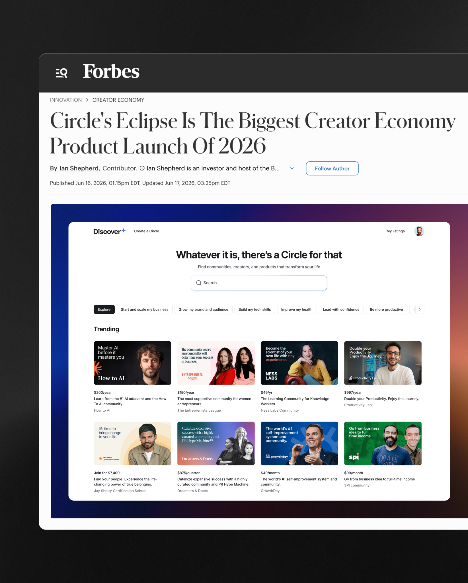 Circle Facebook ad from Aug 18, 2026