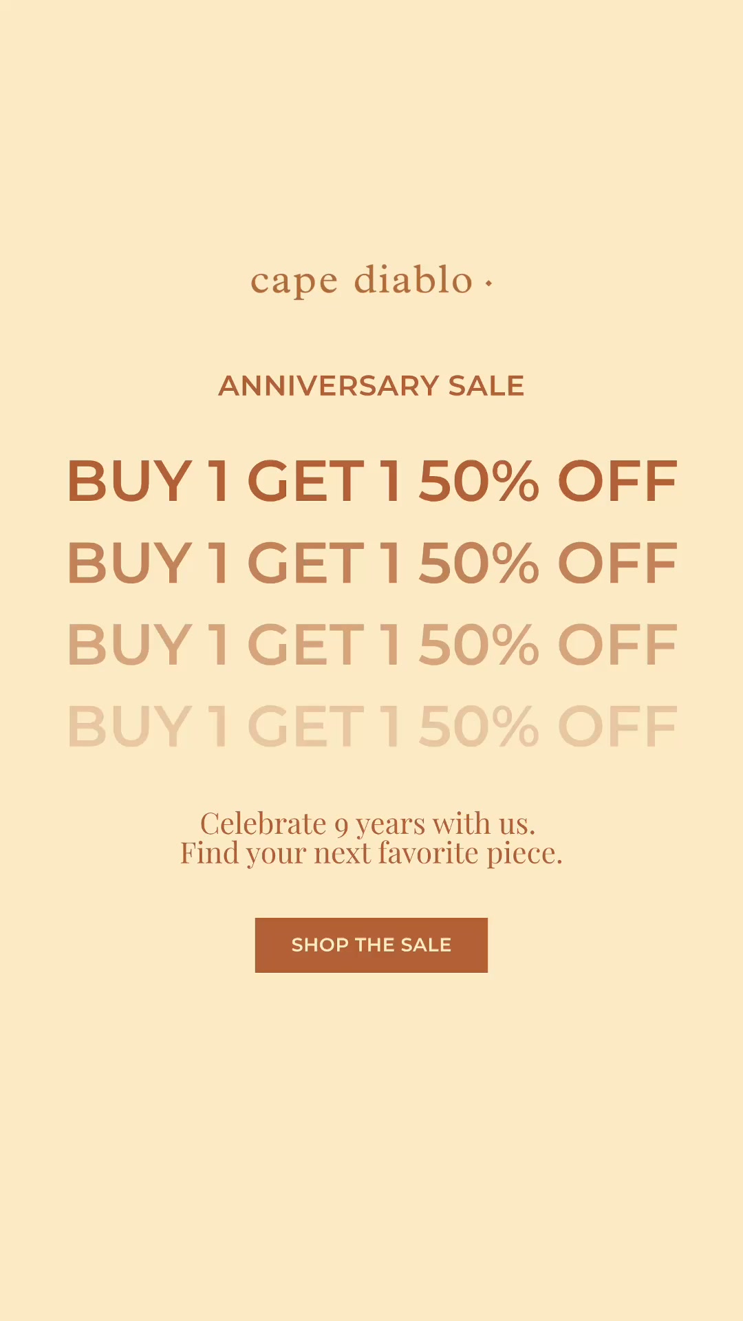 Cape Diablo Facebook ad: BUY 1, GET THE 2ND 50% OFF