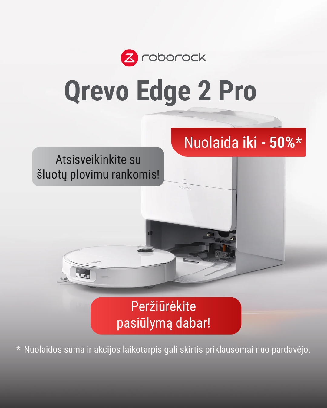 Roborock Lietuva Facebook ad: Qrevo Edge 2 Pro: iki -50%
