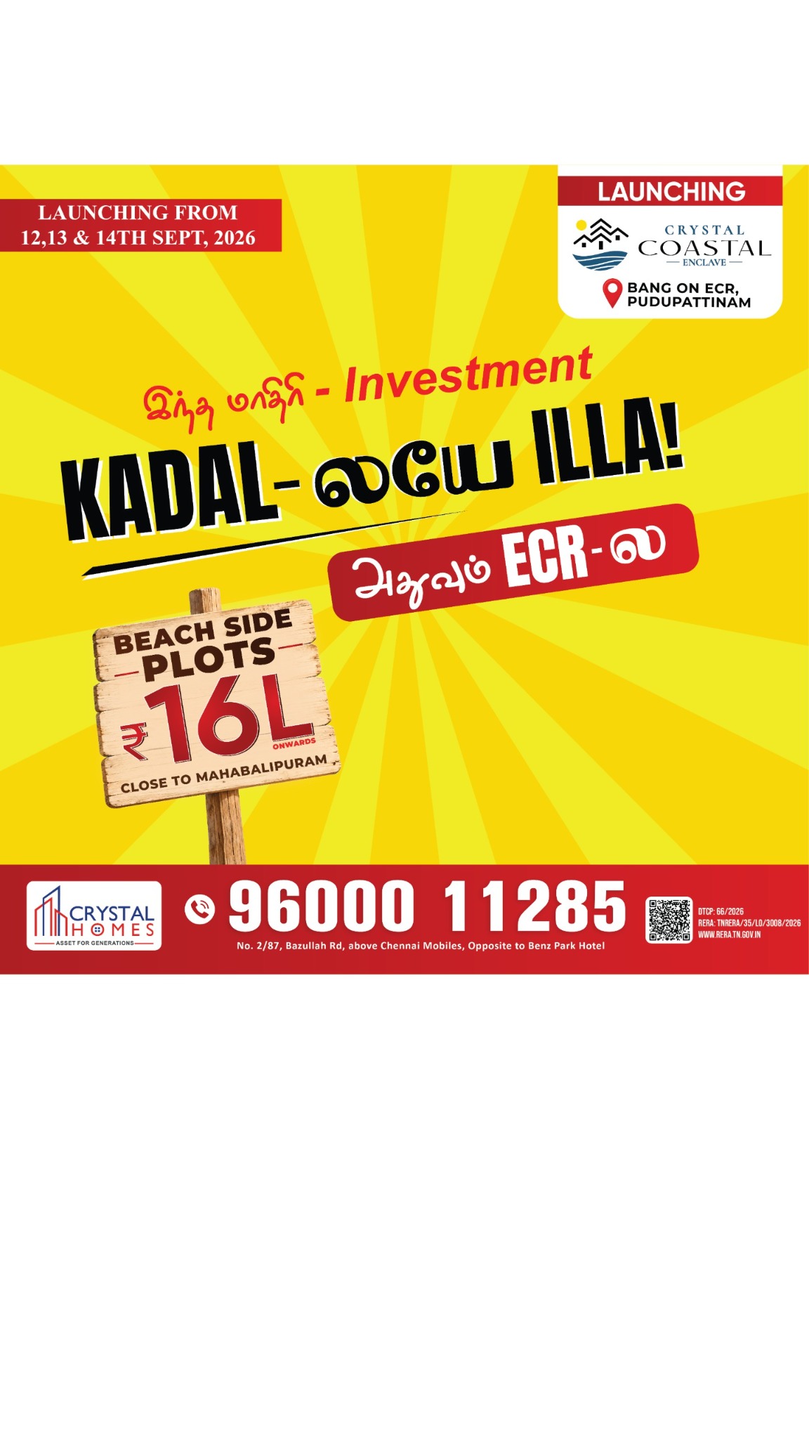 Crystal Homes Facebook ad: Kadal laye illa ippdi oru investment