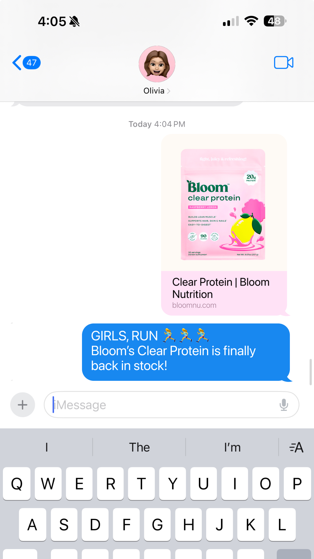 Bloom Nutrition Facebook ad
