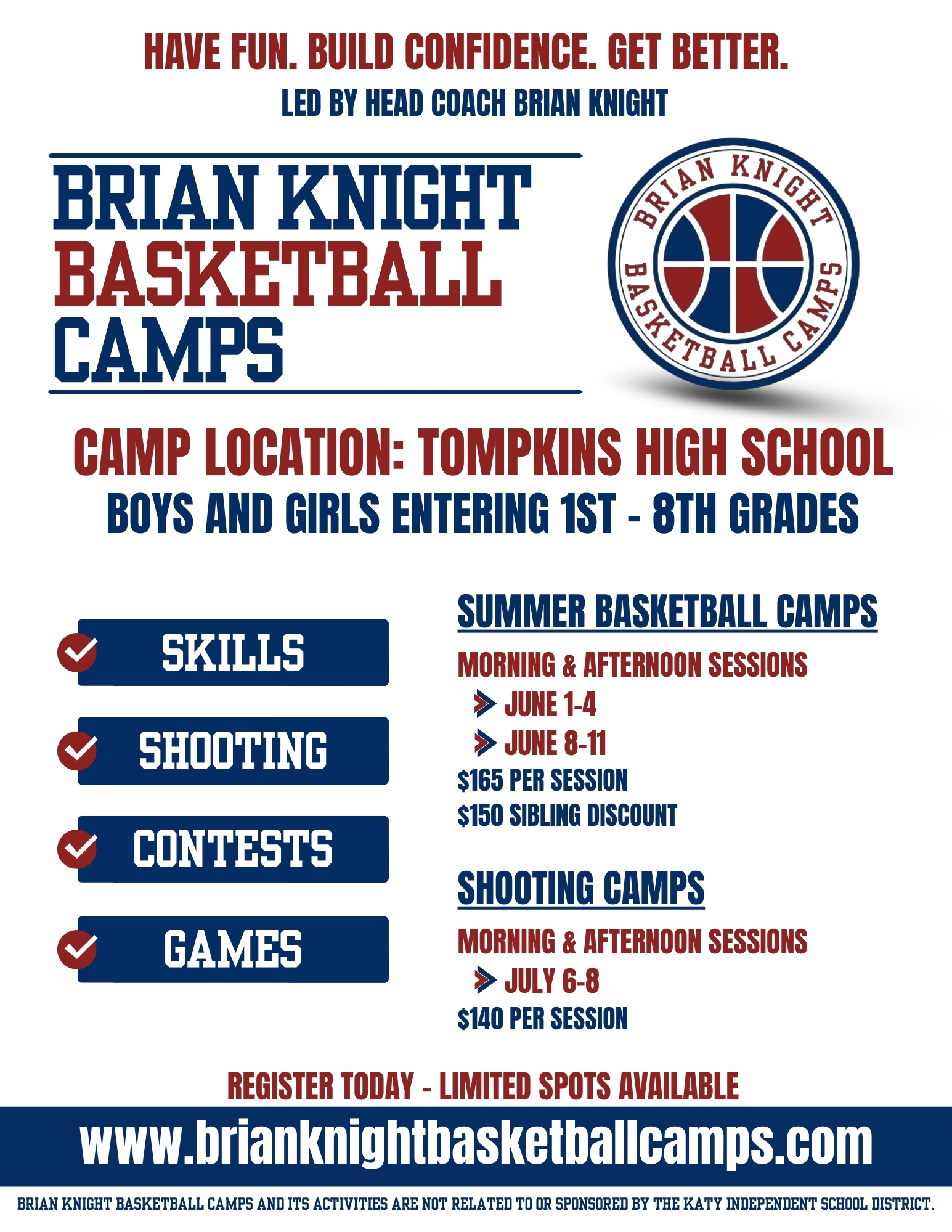 Brian Knight Basketball Camps Facebook ad: Summer Basketball Camp Registration is OPEN!