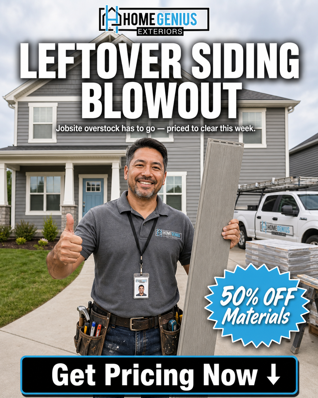 Home Genius Exteriors Facebook ad