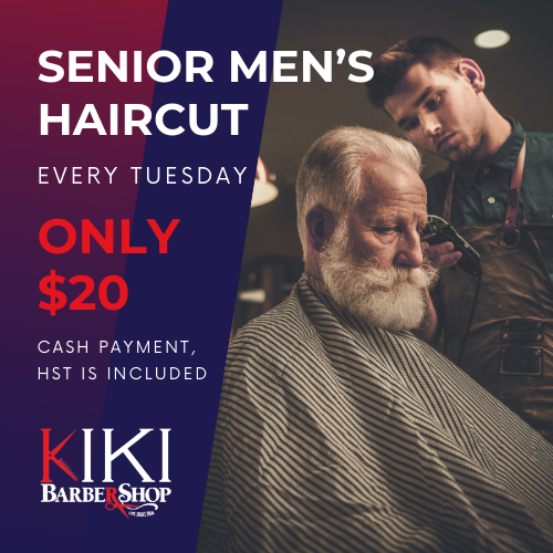 KIKI Barber Shop Facebook ad: Tuesday Senior Offer