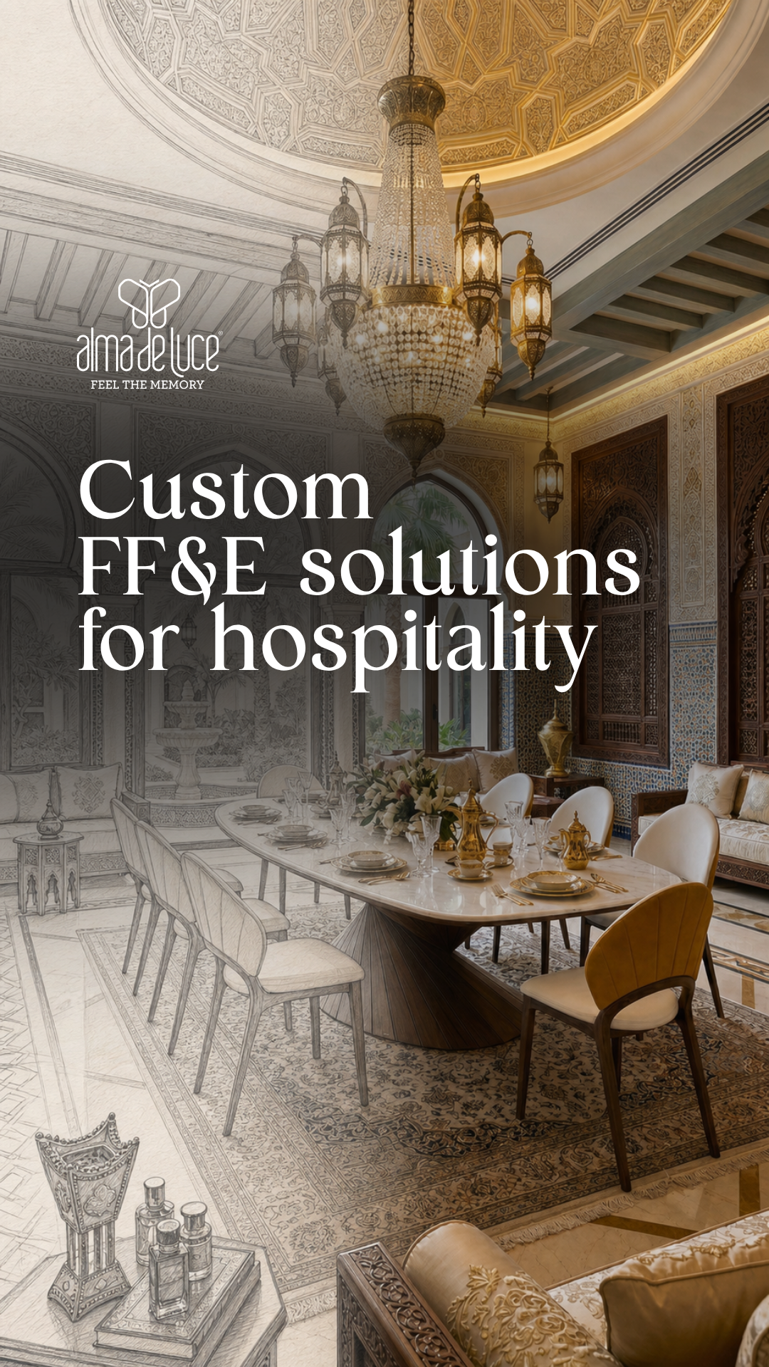 ALMA de LUCE Facebook ad: We produce the pieces your project needs
