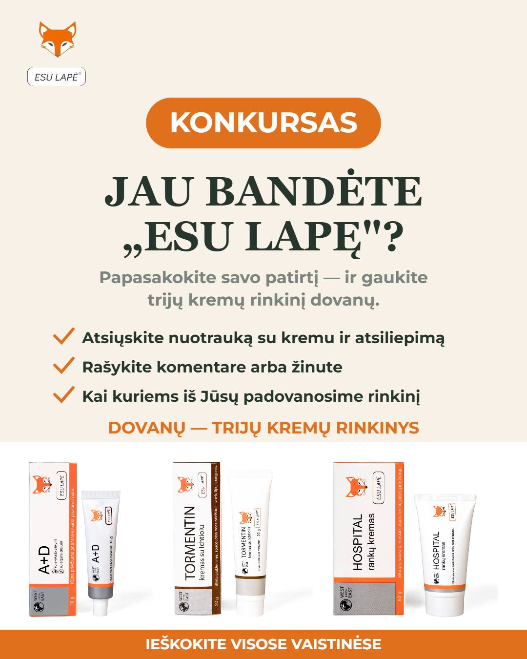 Esu Lapė kosmetika Facebook ad