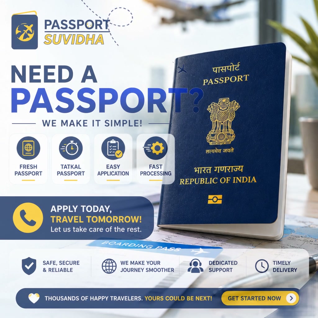 Passport suvidha consultancy Facebook ad: Need a Passport? We Make the Process Easy!