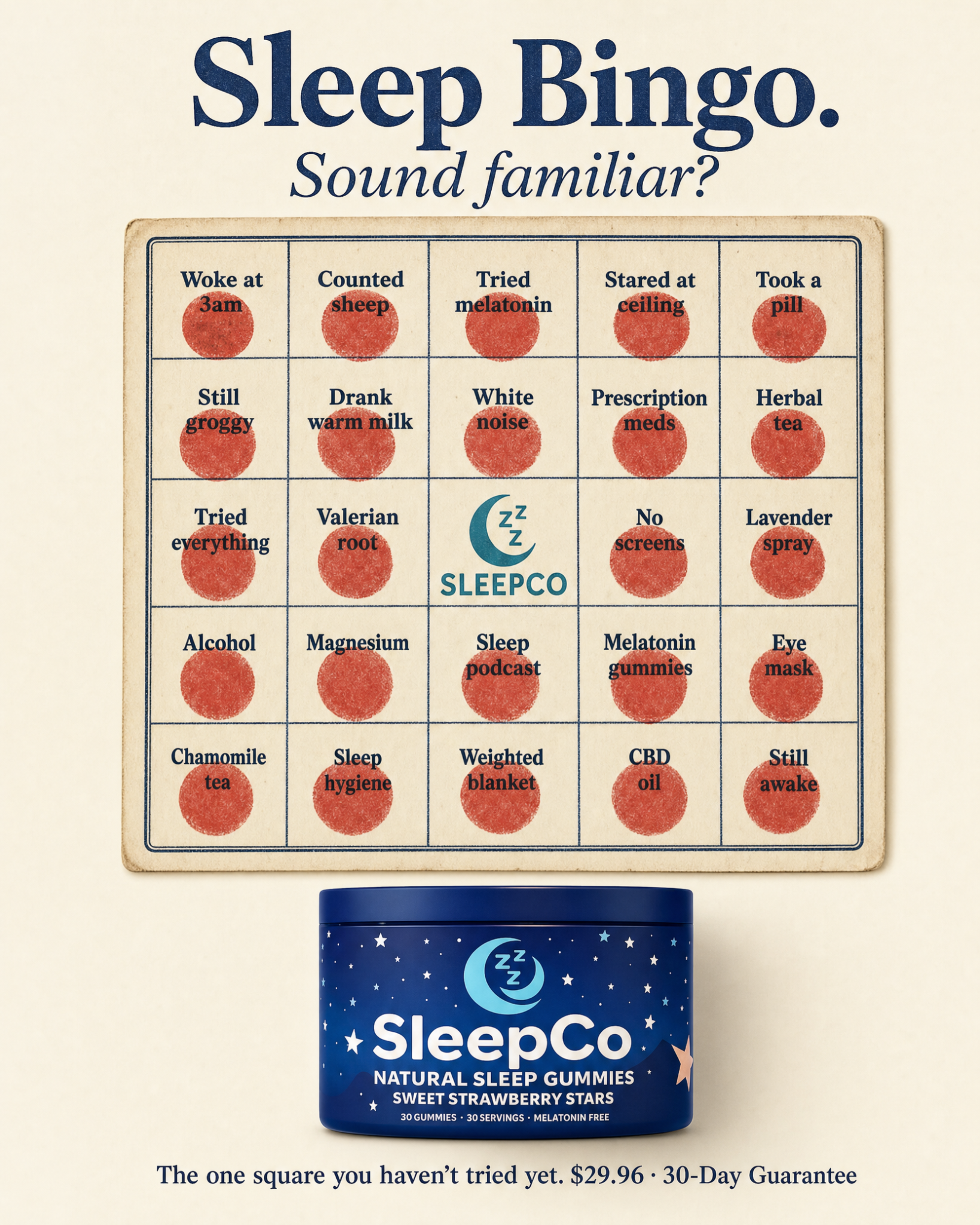 SleepCo Facebook ad