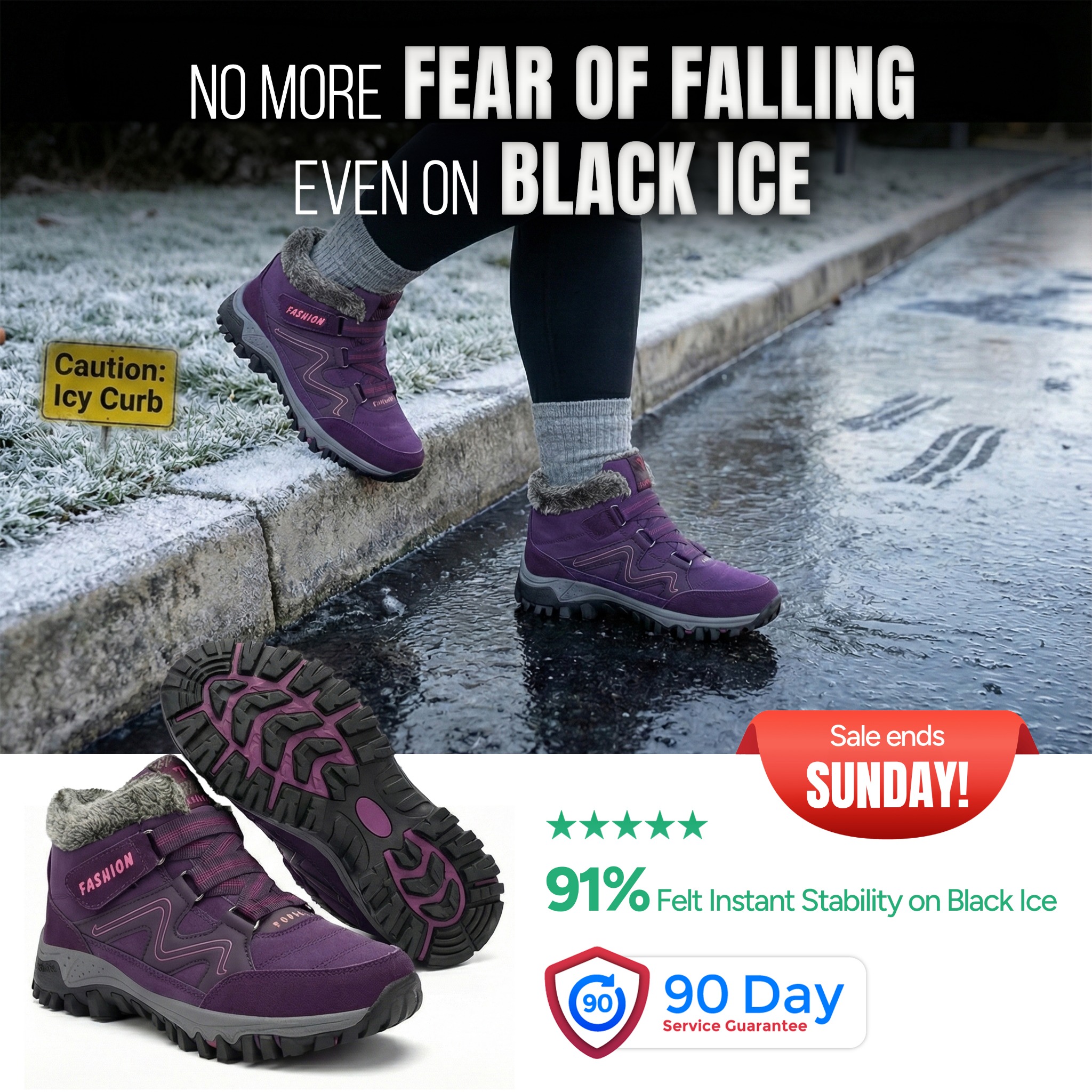 EvoComfort Shoes Facebook ad: Walk Warm, No More Slips
