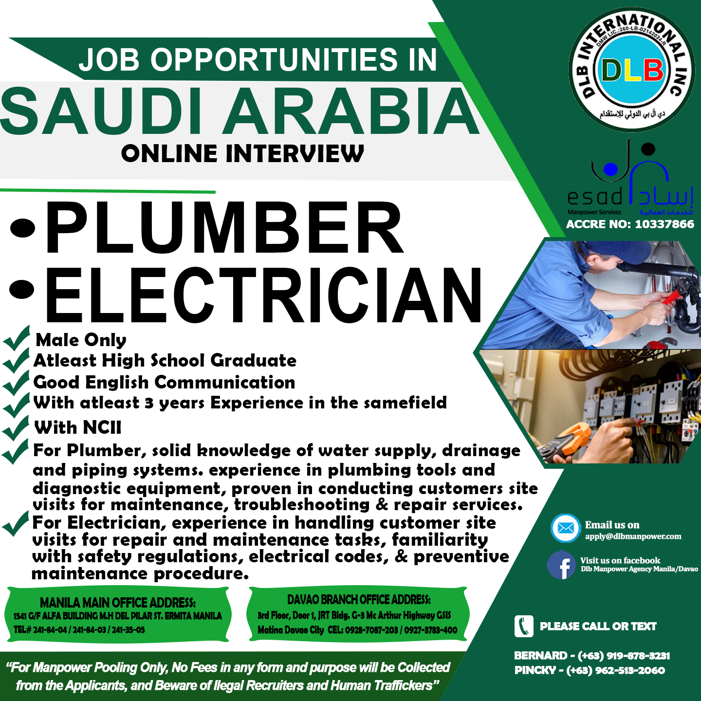 DLB Manpower Agency Manila/Davao Facebook ad