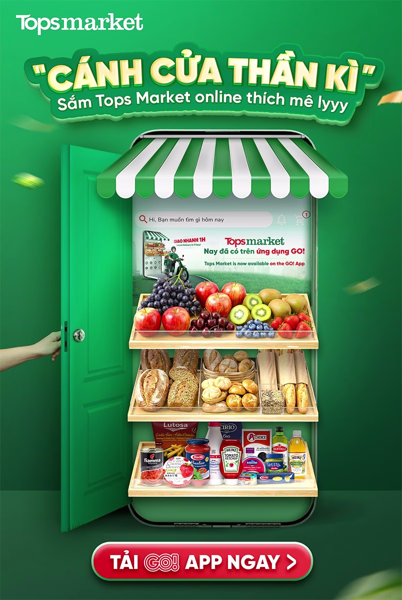 Tops Market Facebook ad: KHÁM PHÁ CÁNH CỬA THẦN KÌ, SẮM TOPS…