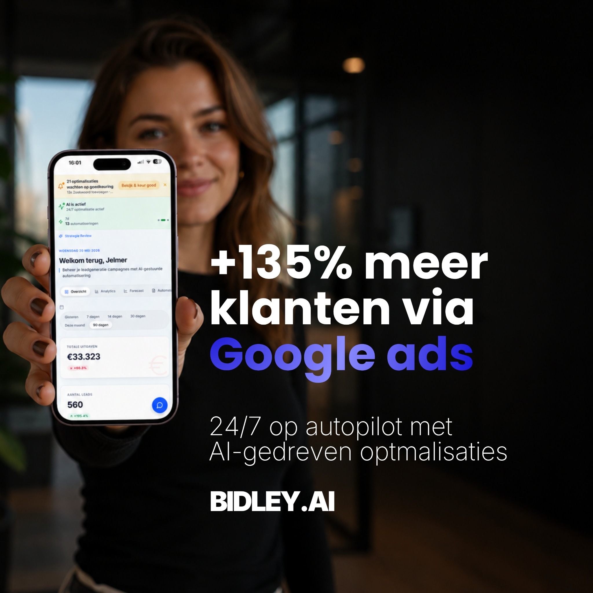 Bidley.ai - 24/7 AI Google Ads optimalisatie Facebook ad