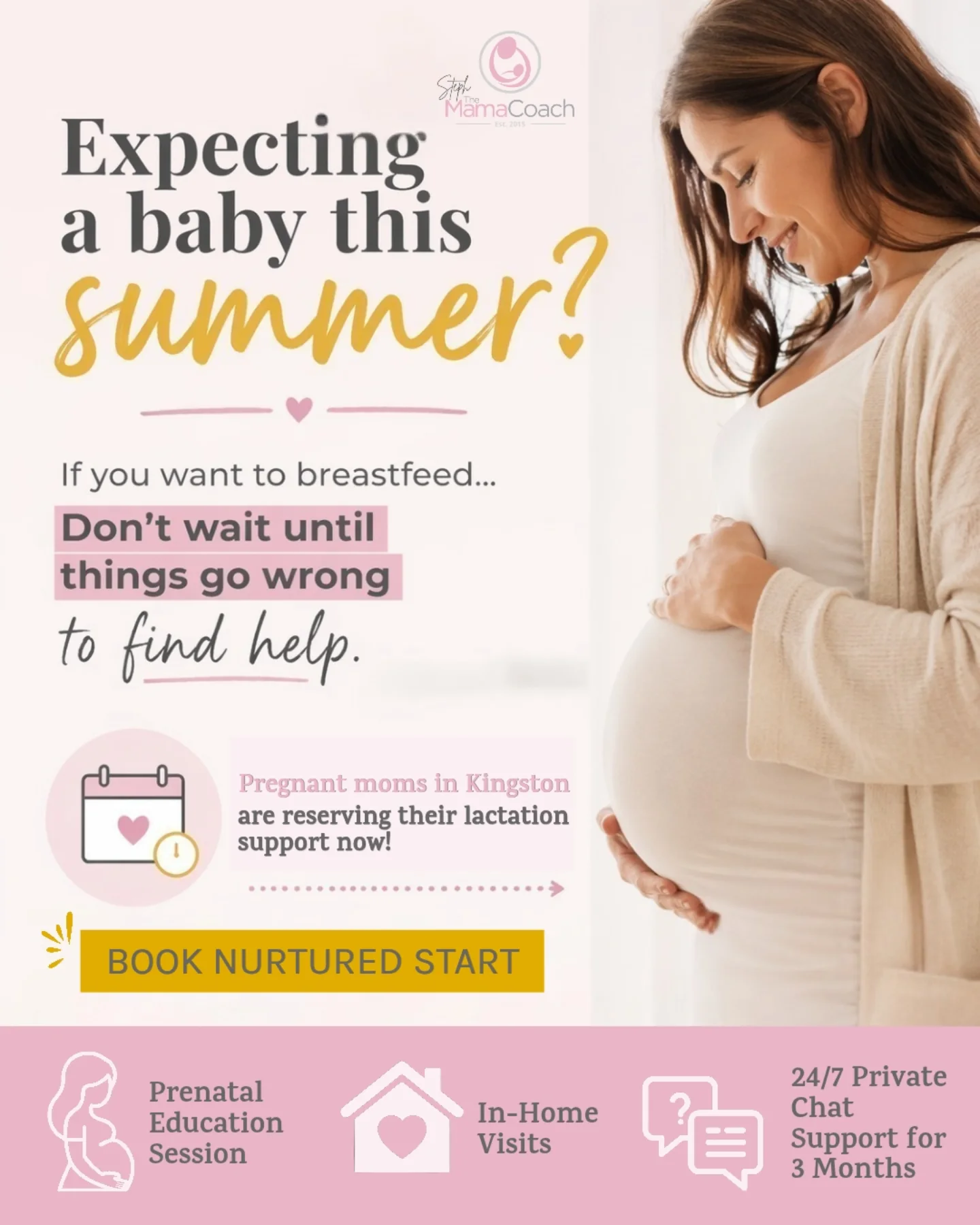 The Mama Coach - Stephanie Cote RN, IBCLC & Pediatric Sleep Consultant Facebook ad: Now accepting a limited number of summer Nurtured…