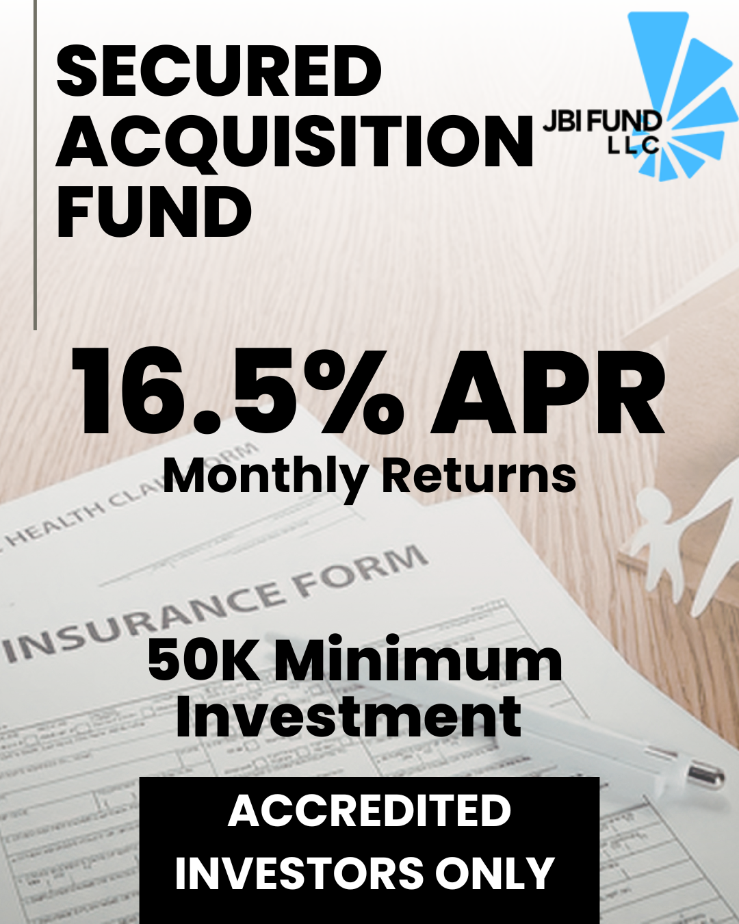 JBI Fund Facebook ad: 16.5% Annual Returns, Monthly Payouts
