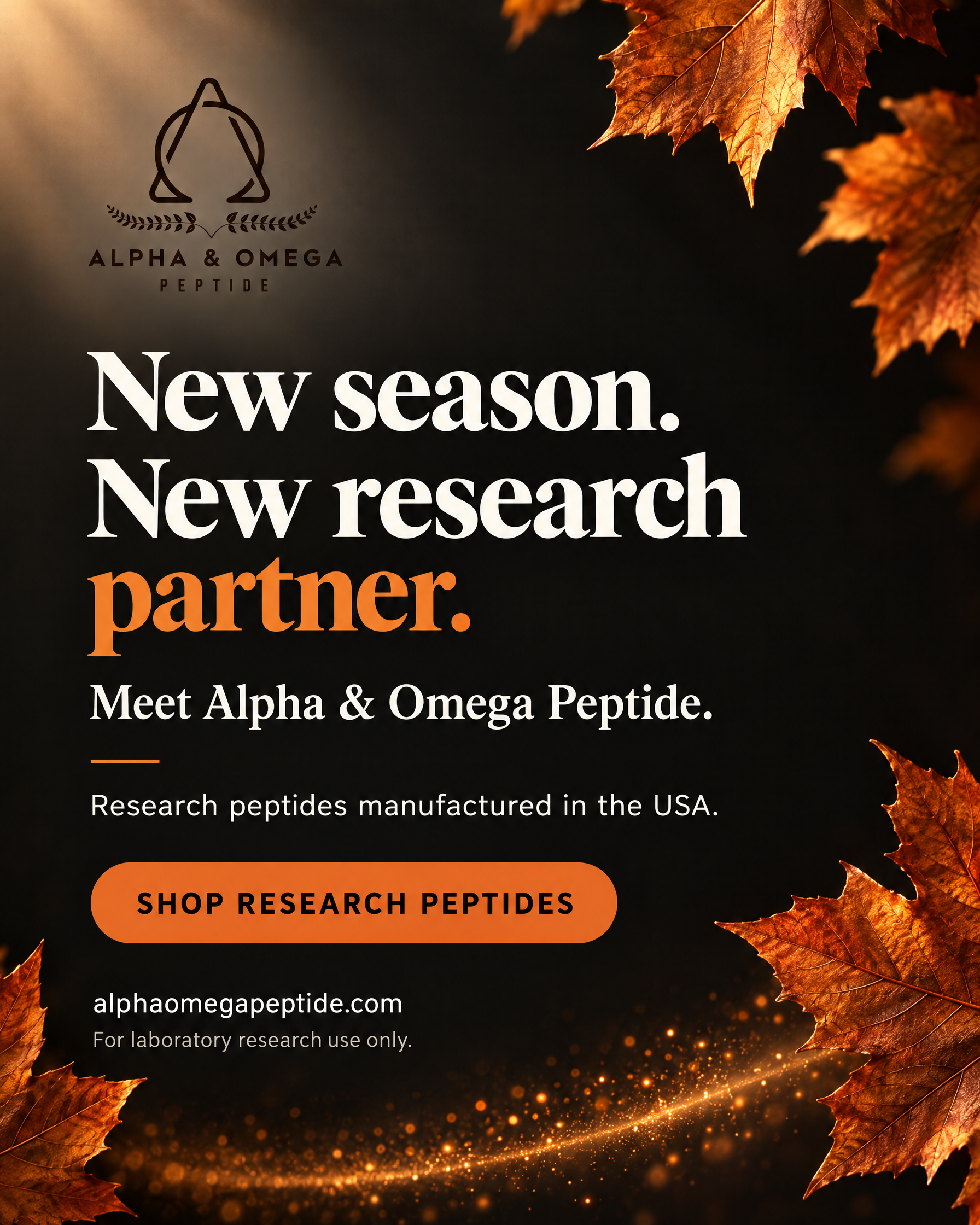 Alpha Omega Peptide Facebook ad: New season. New research partner.