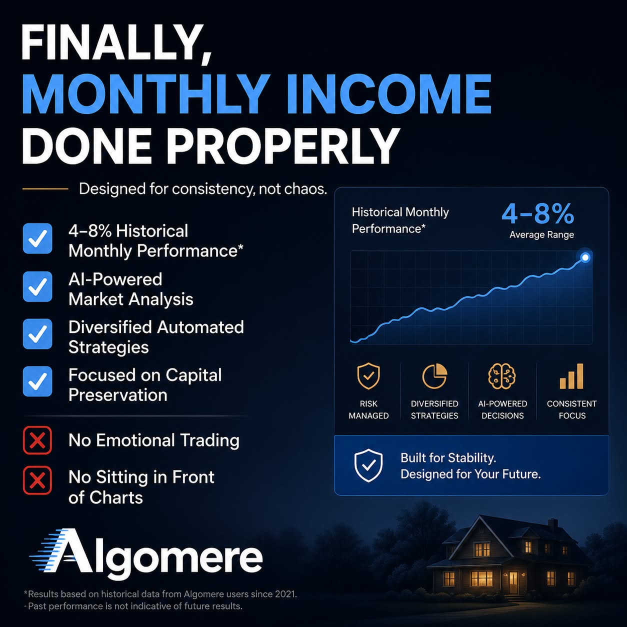 Algomere Facebook ad: Looking to diversify your portfolio?