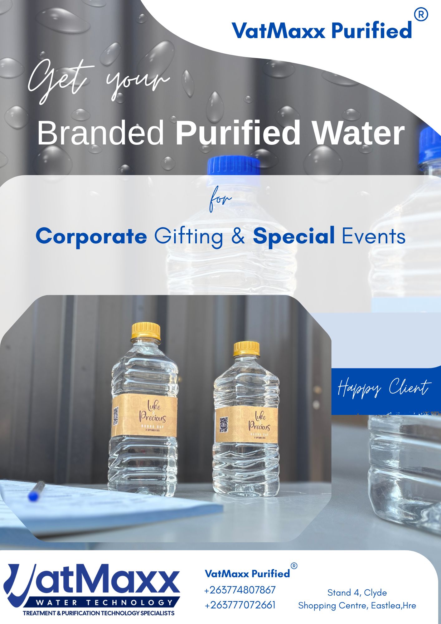 VatMaxx Purified Facebook ad: Personalised Water For Events