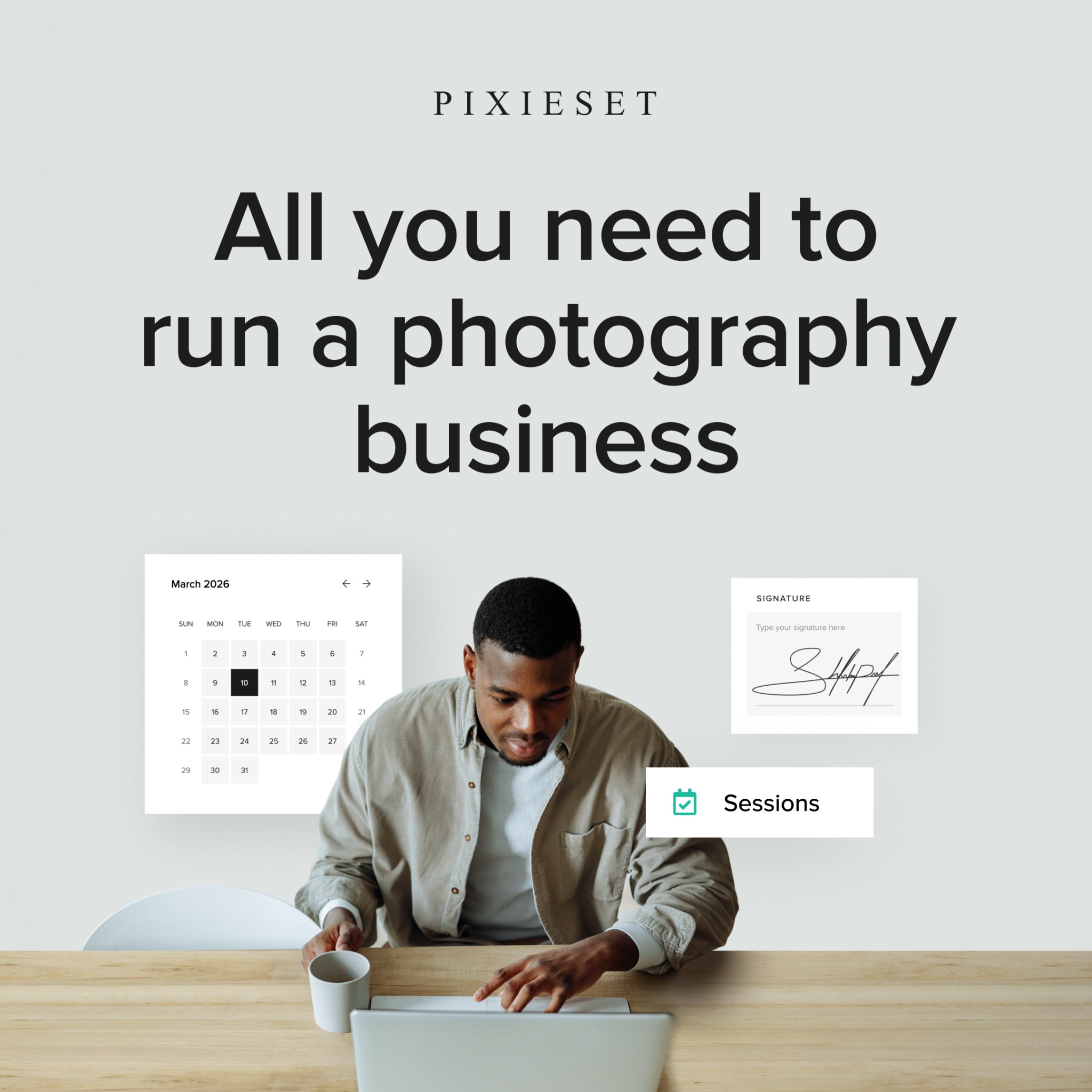 Pixieset Facebook ad: Client management tool for photographers