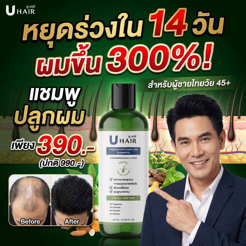UHair Premium ลดผมร่วง บำรุงหนังศีรษะ Facebook ad