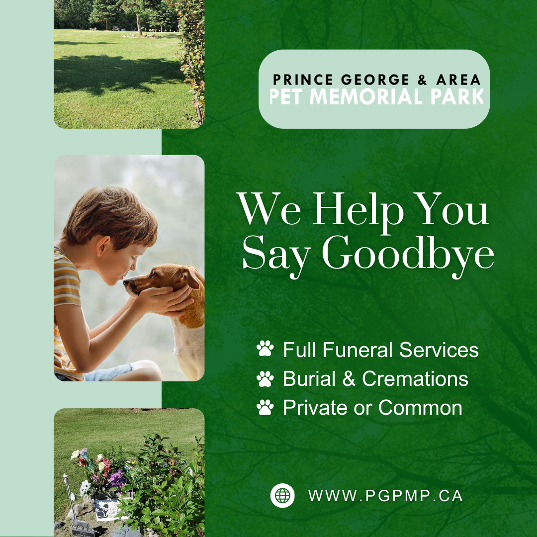 Prince George & Area Pet Memorial Park Facebook ad from Apr 1, 2026