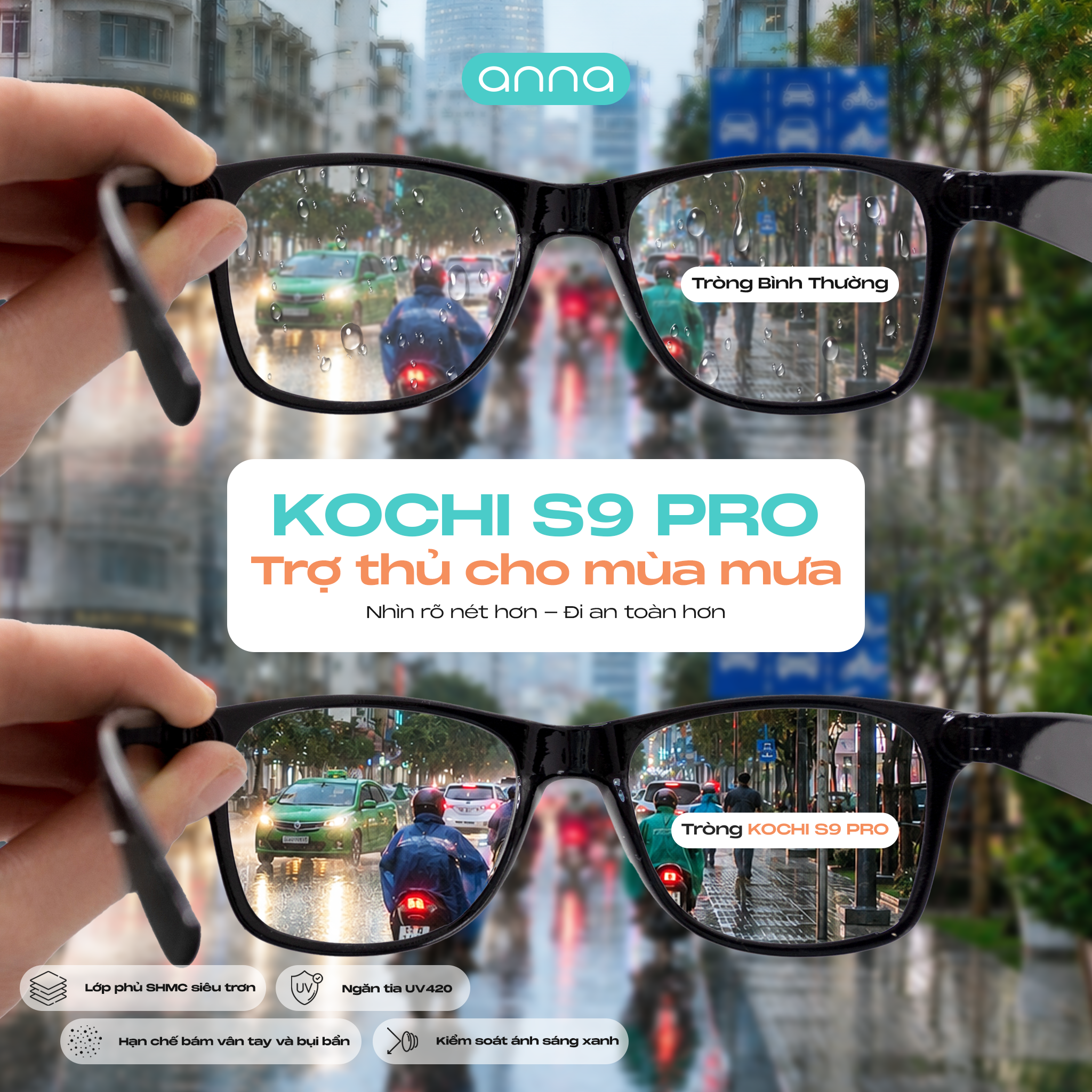 Kính mắt Anna - Sài Gòn Facebook ad: Mưa Không Ngại Khó Vì Đã Có Kochi