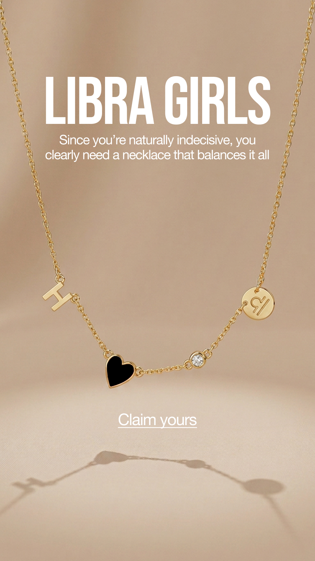 Oak and Luna Facebook ad: A necklace that’s based on your sign