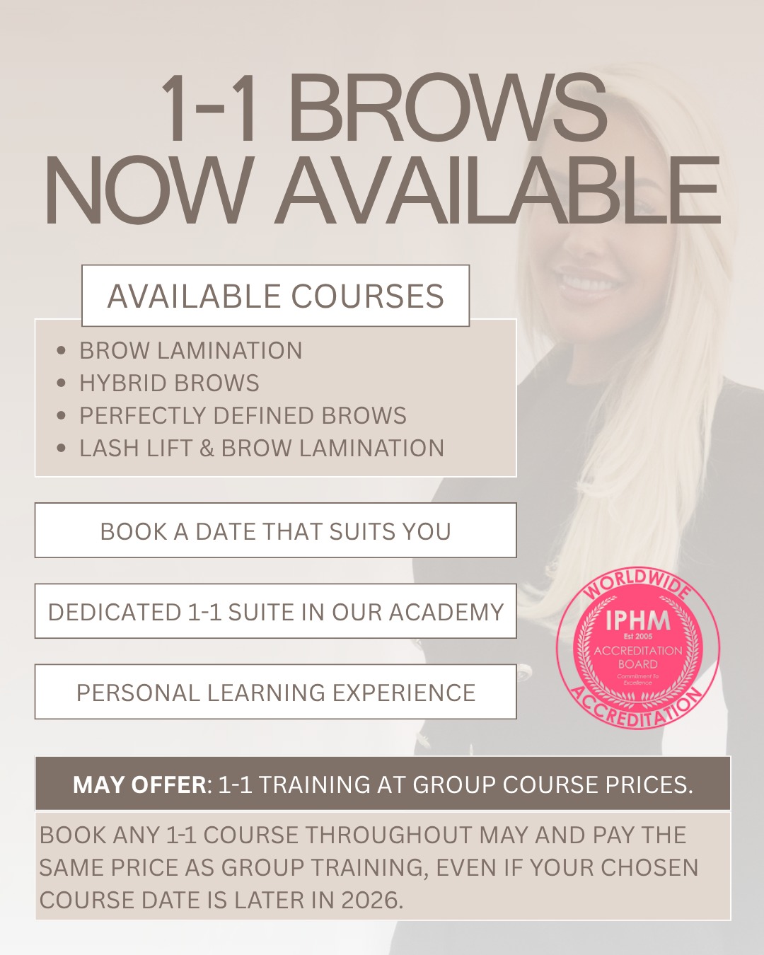 The Works Sheffield Facebook ad: 50% OFF 1-1 Brow Training Courses
