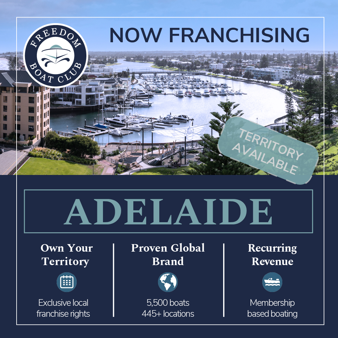 Freedom Boat Club Australia Facebook ad: Build A Recurring Revenue Business on the Water.