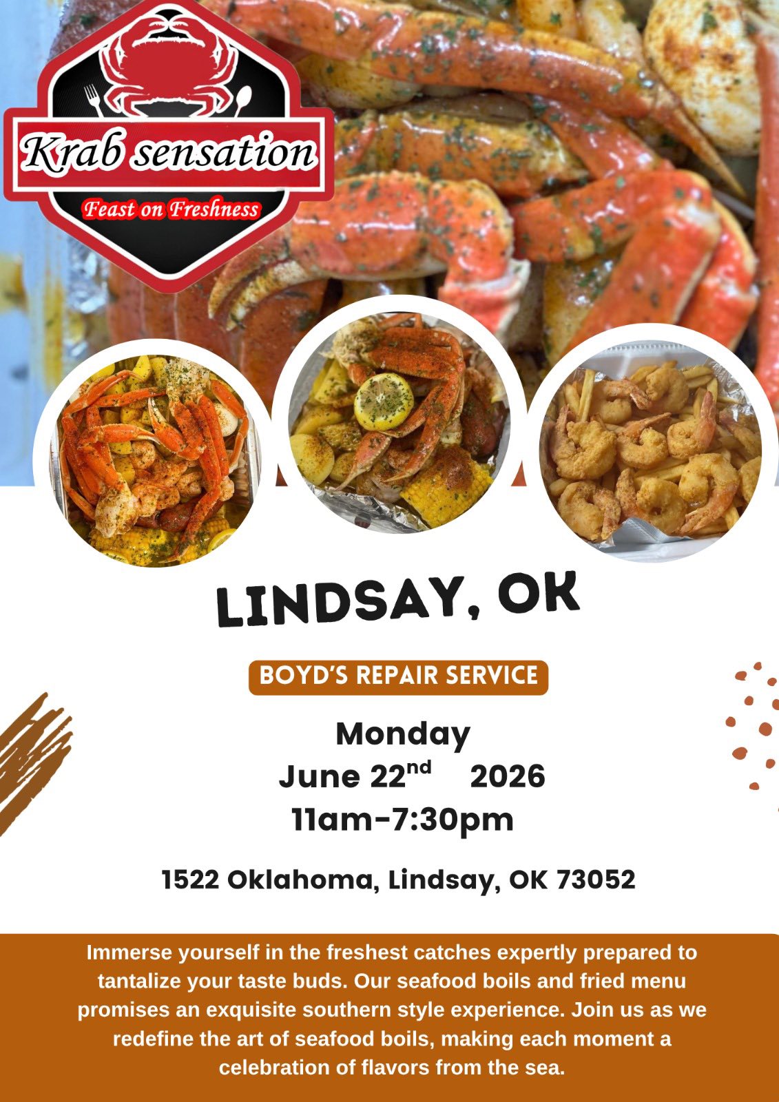 The Krab Sensation & Seafood on the Go. Facebook ad