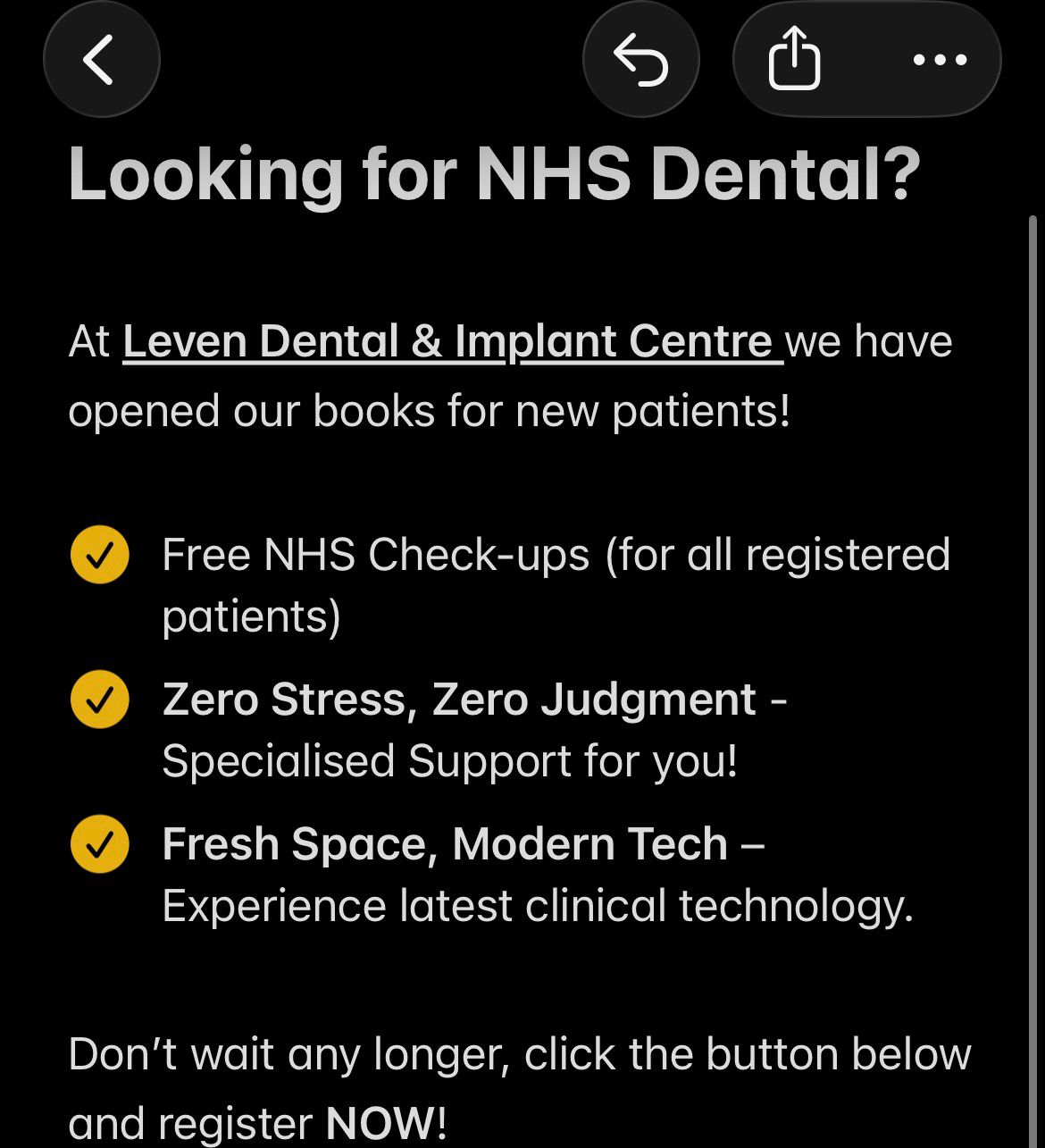 Leven Dental and Implant Centre Facebook ad