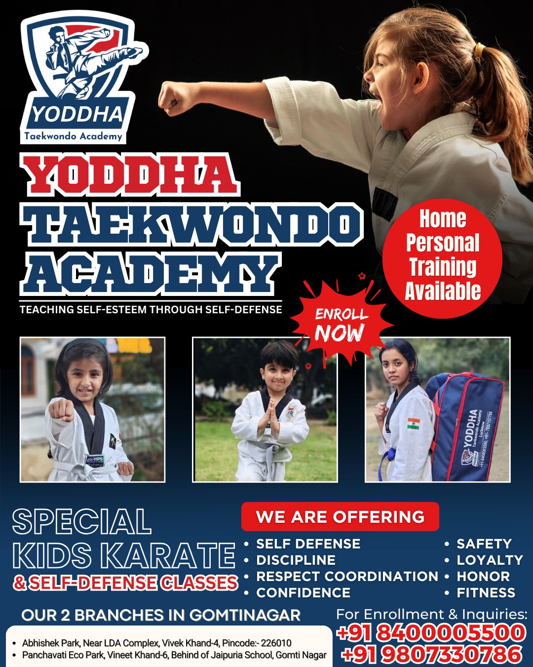 Yoddha Taekwondo Academy Facebook ad: Special Offer-Enroll Now