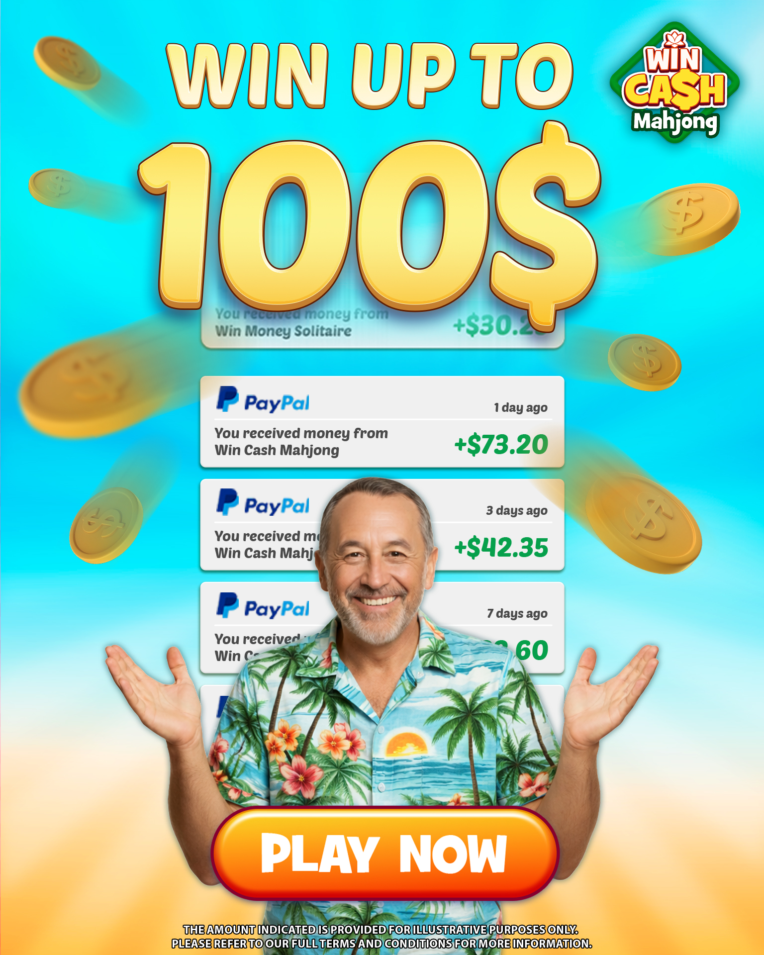Win Cash Mahjong Facebook ad