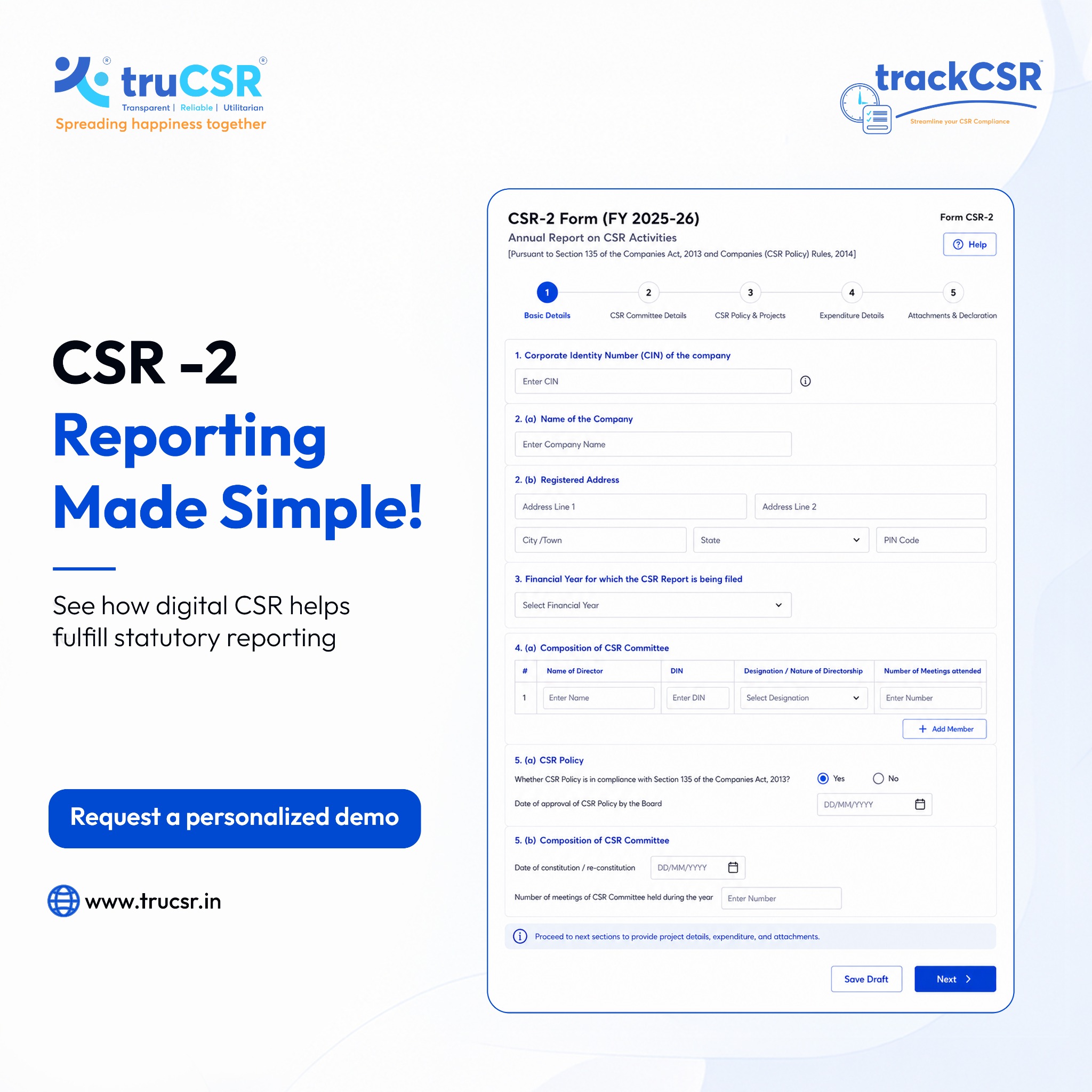truCSR Facebook ad: One Dashboard for Complete CSR Visibility