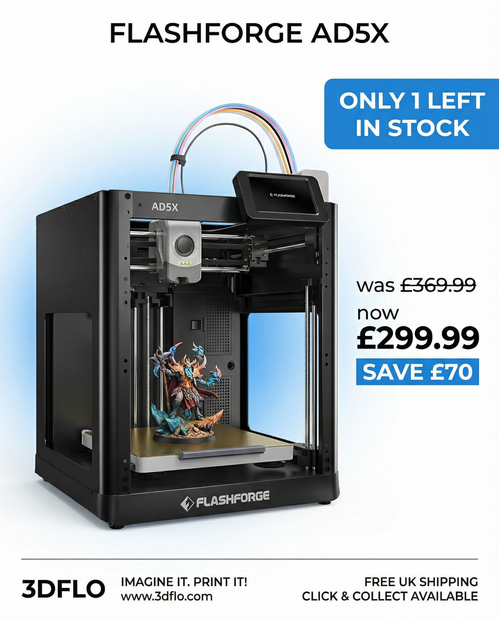 3DFLO Facebook ad: LAST ONE IN STOCK!