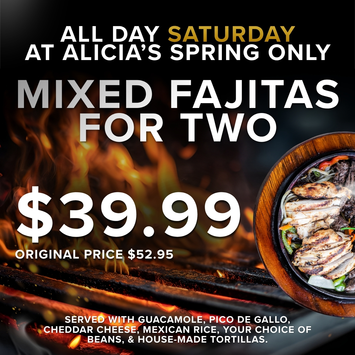 Alicia's Mexican Grille - Spring Facebook ad: ALICIA'S SPRING WEEKEND SPECIALS