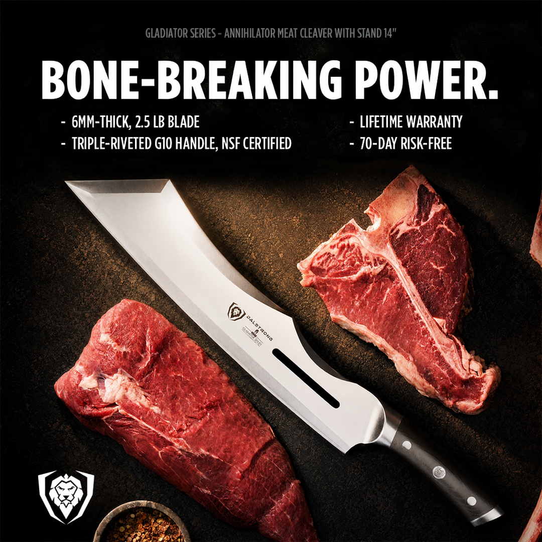 Dalstrong Facebook ad: Annihilator Cleaver + Free Stand