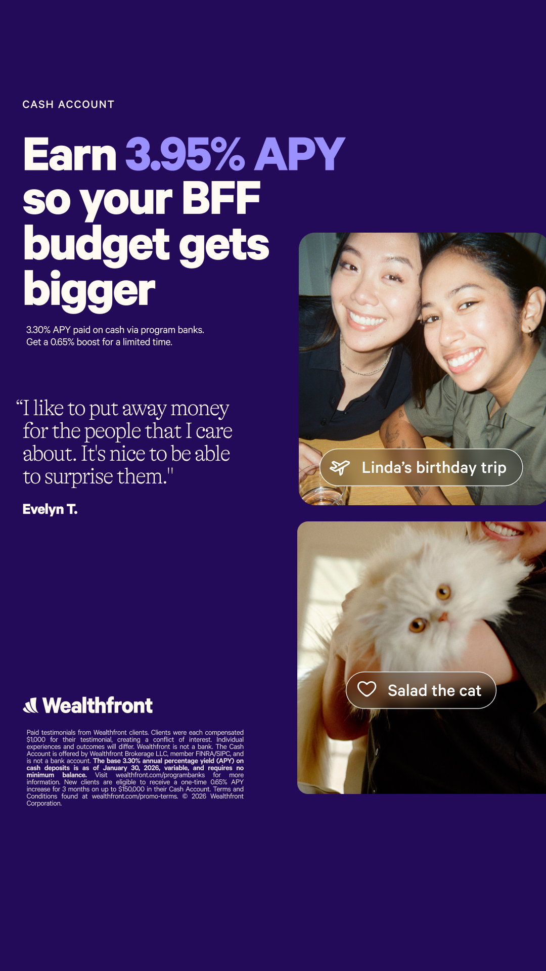 Wealthfront Facebook ad