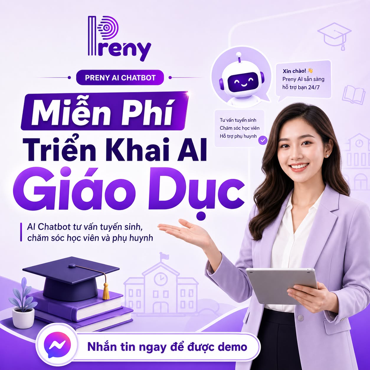 Preny AI Chatbot Facebook ad: Miễn phí triển khai AI đến khi thấy hiệu quả
